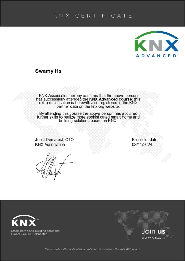 knx advanced certificate swamy hs
